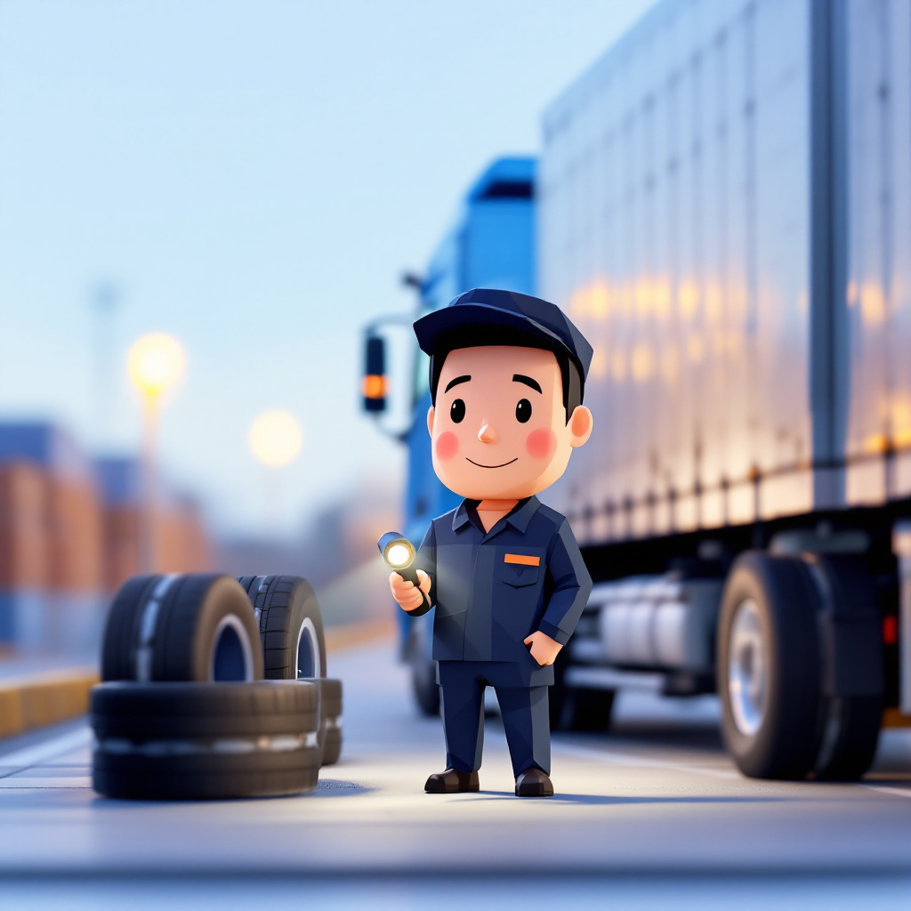 中長距離トラックドライバーのキャラクターイラスト